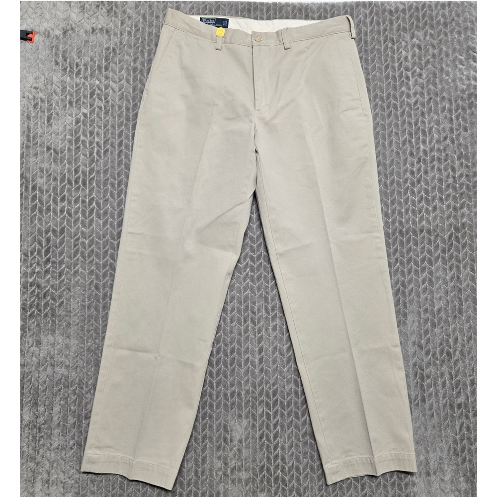 Polo Ralph Lauren Mens Tan Khaki Cotton Twill Chino Pants 35x32 Straight Leg
